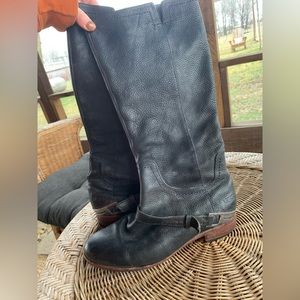 Black leather UGG boots